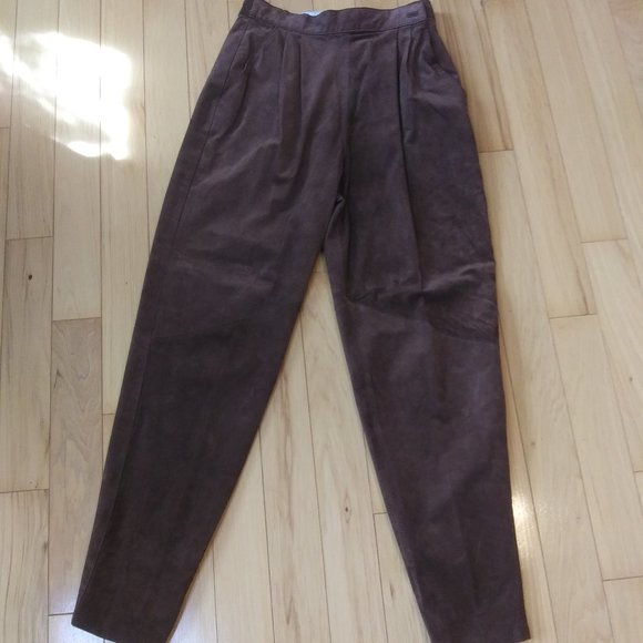 Vintage Cedars High Waisted Brown Suede LeatherPants FLAWS